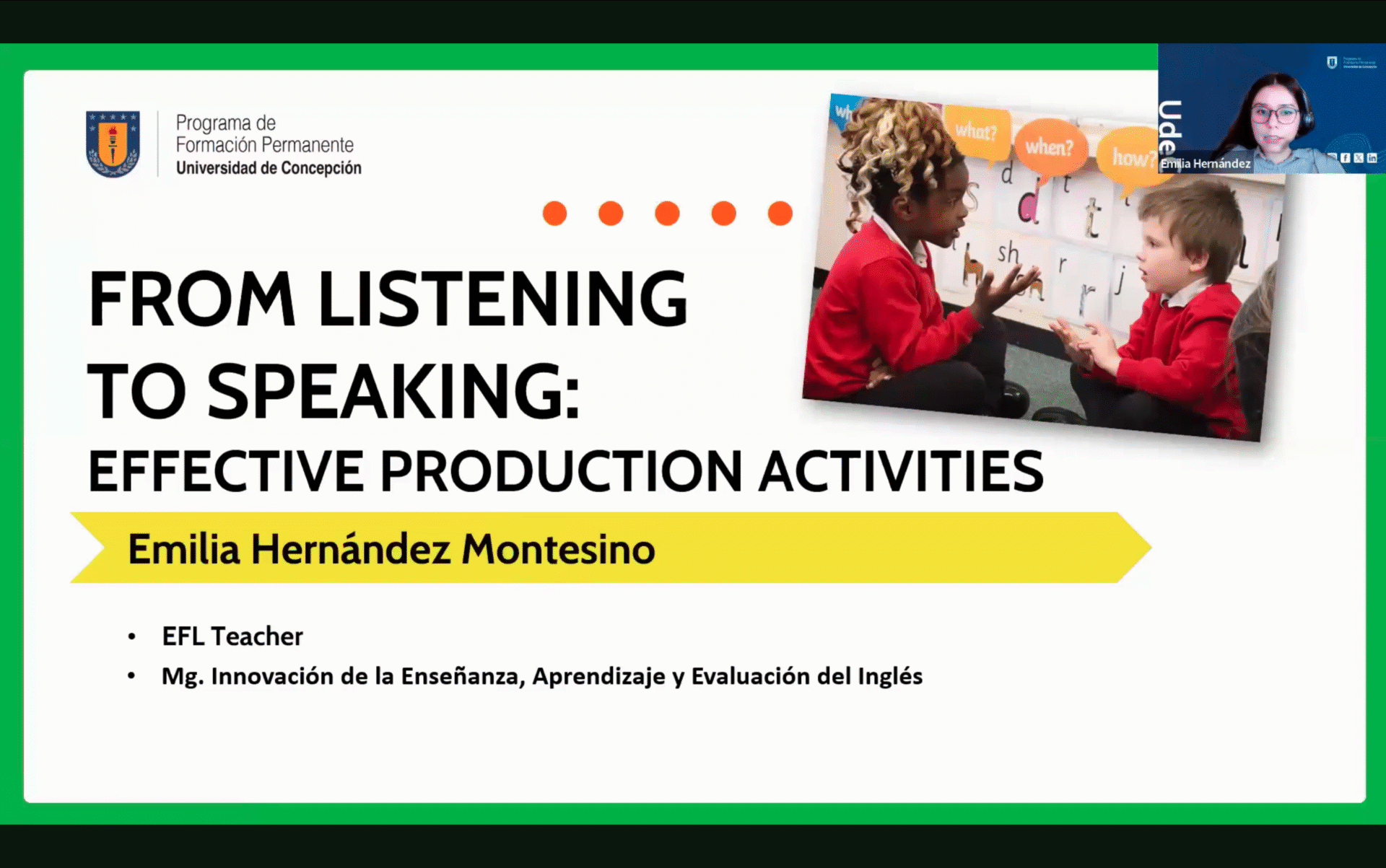 Formación Permanente UdeC realizó masterclass sobre enseñanza del inglés en la primera infancia